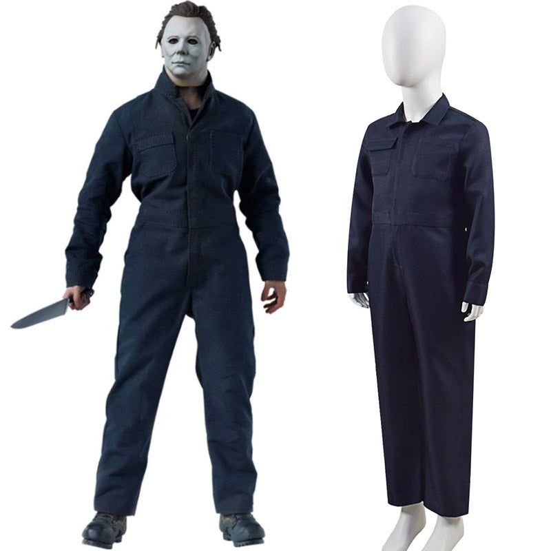 Kids Michael Myers Costume Horror Killer Cosplay Blue Jumpsuit Hallowe – ACcosplay